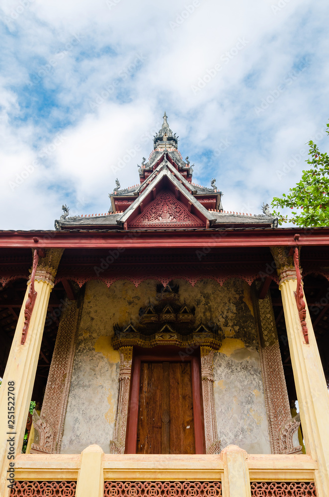 Antique Pavilion of Wat Sisaket Monastery is Religious Attractive Landmark of Vientiane City of Laos. Antique Pavilion of Wat Sisaket Monastery is Religious Attractive Landmark of Vientiane City of Laos.