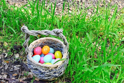 easter eggs in basket