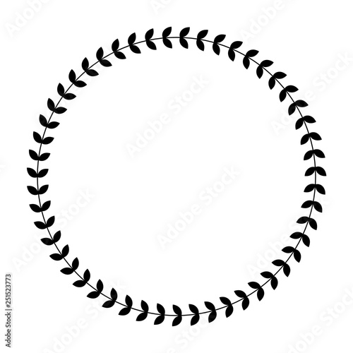 Greek round frame with olive tree leaves. Typical egyptian, assyrian and greek motives circle border. vector