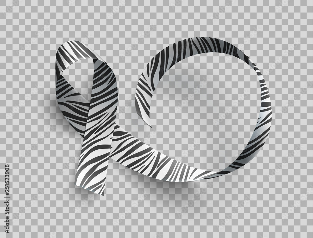 Fototapeta premium Symbol of rare disease awareness day, ribbon with zebra-print.