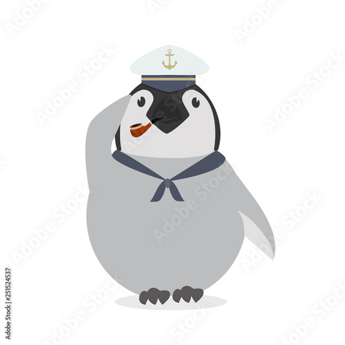 Cute sailor penguin vector © focus_bell