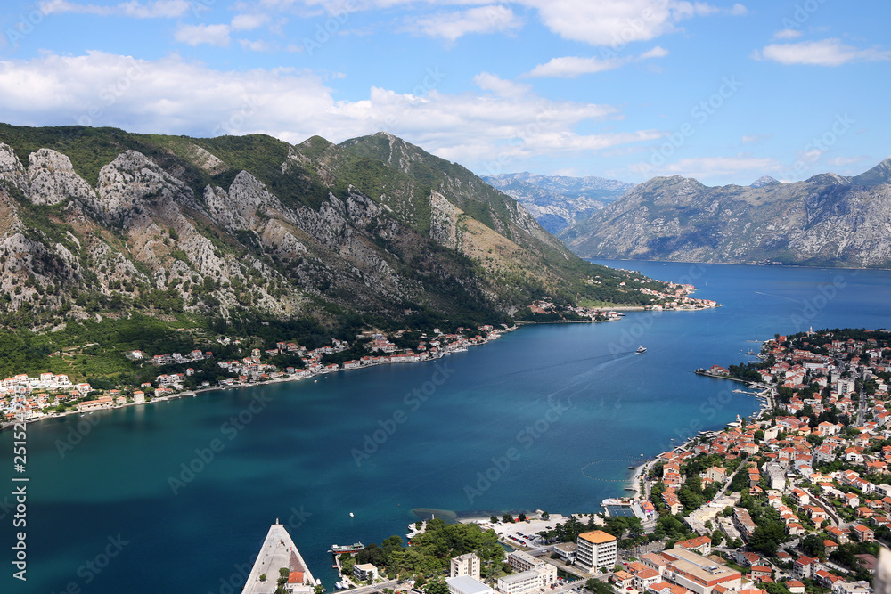 Bay of Kotor in summer Montenegro landscape