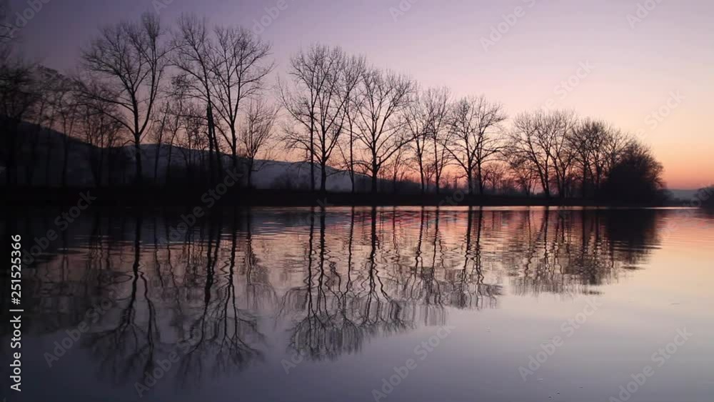 Dusk on the Berounka river, Czech Republic. Symmetry landscape at sunset. Dusk on the Berounka river, Czech Republic. Symmetry landscape at sunset.