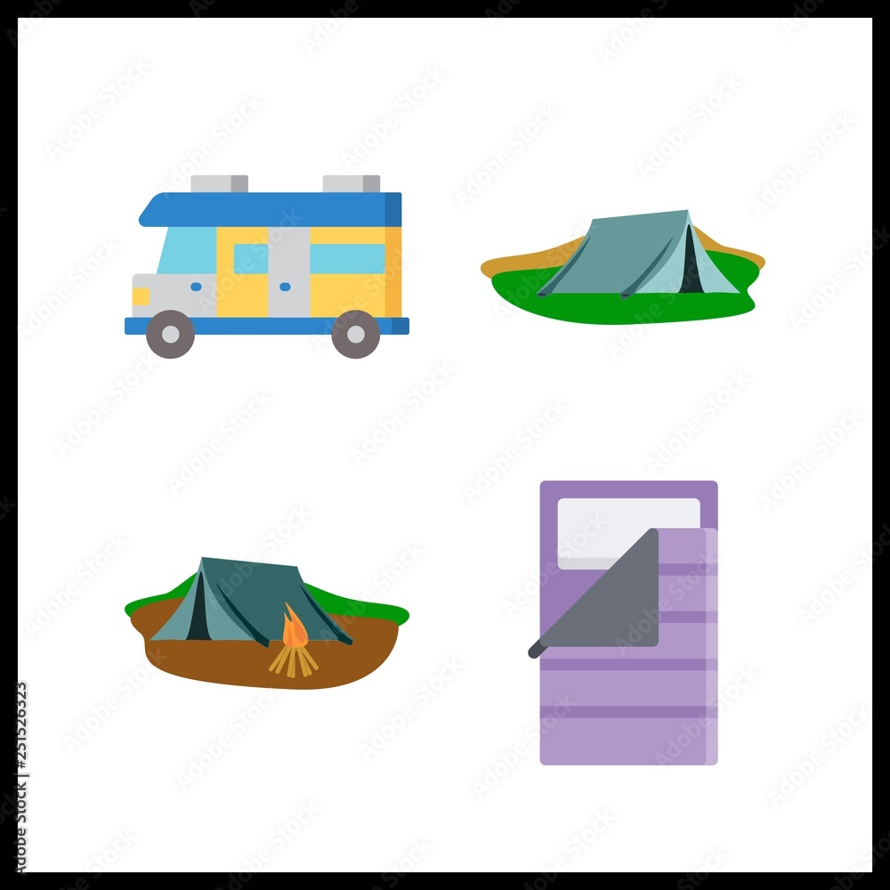 4 camp icon. Vector illustration camp set. camp night and camp afternoon icons for camp works