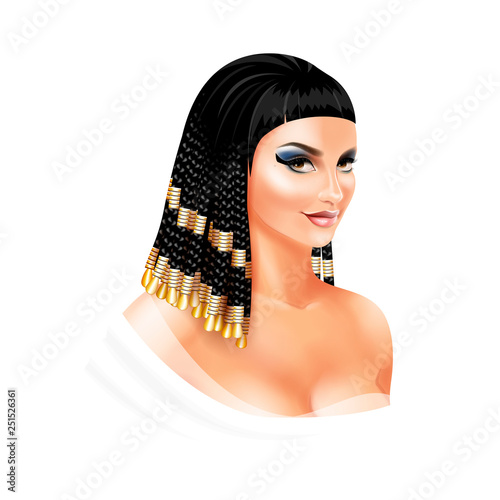 Cleopatra Egyptian Queen isolated on white background