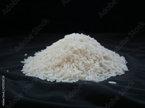 white rice grain black background,Asia rice food