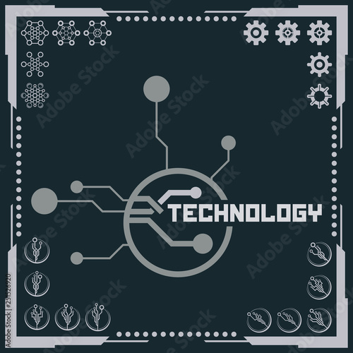 Technology logo and software components icons.