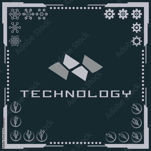 Technology logo and software components icons.