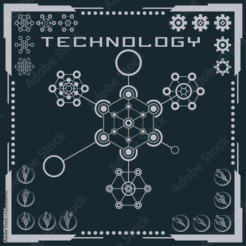 Technology logo and software components icons.