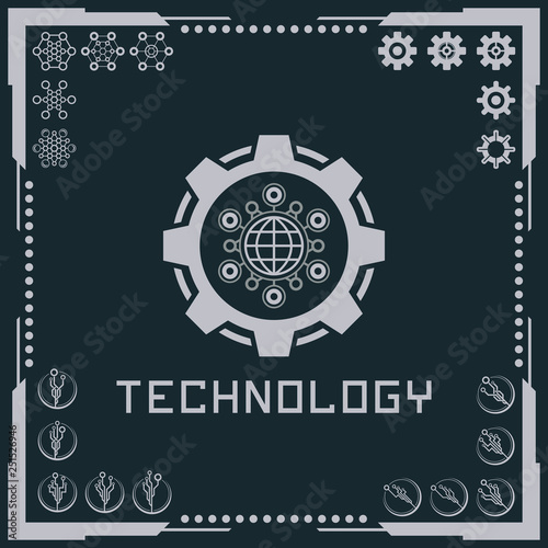 Technology logo and software components icons.