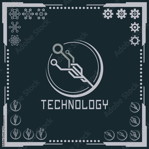 Technology logo and software components icons.