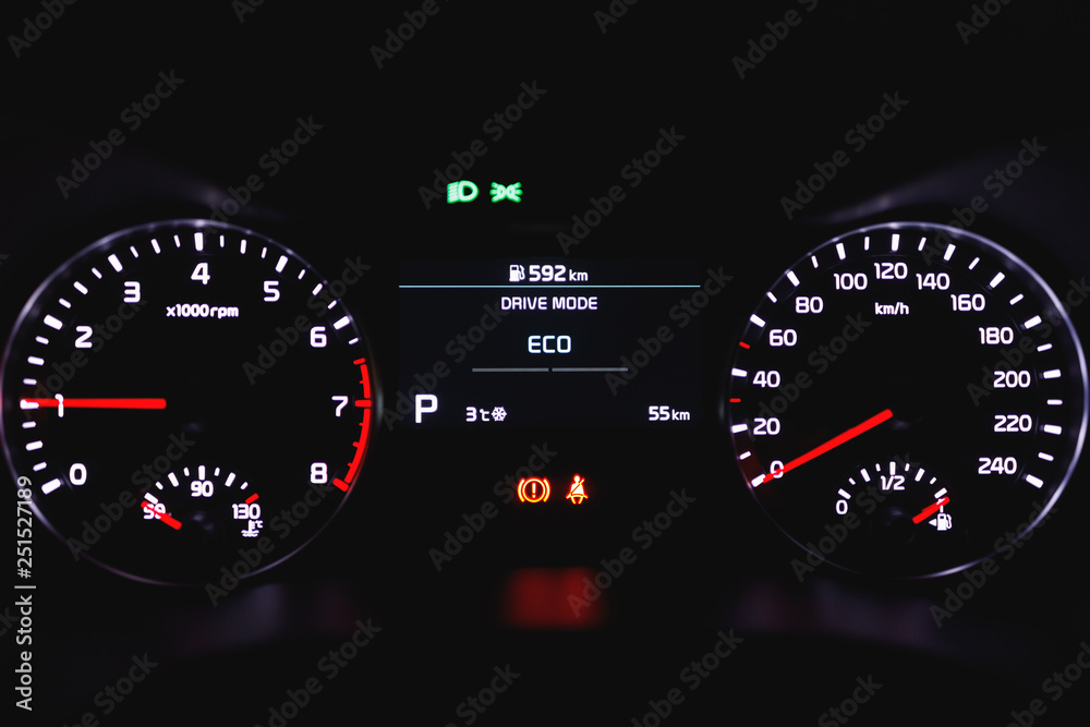 speedometer dashboard with illumination