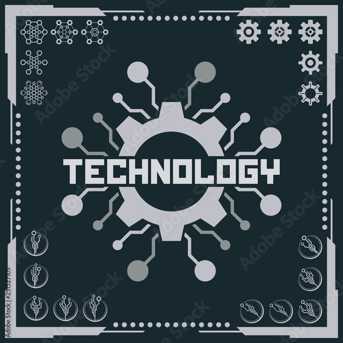 Technology logo and software components icons.