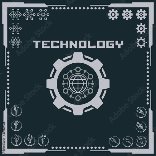 Technology logo and software components icons.