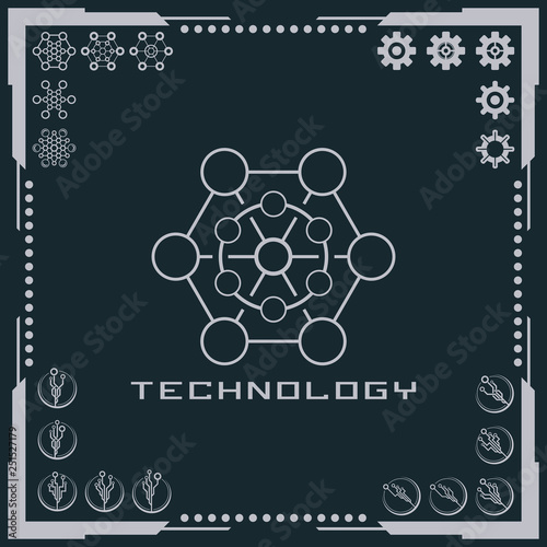 Technology logo and software components icons.