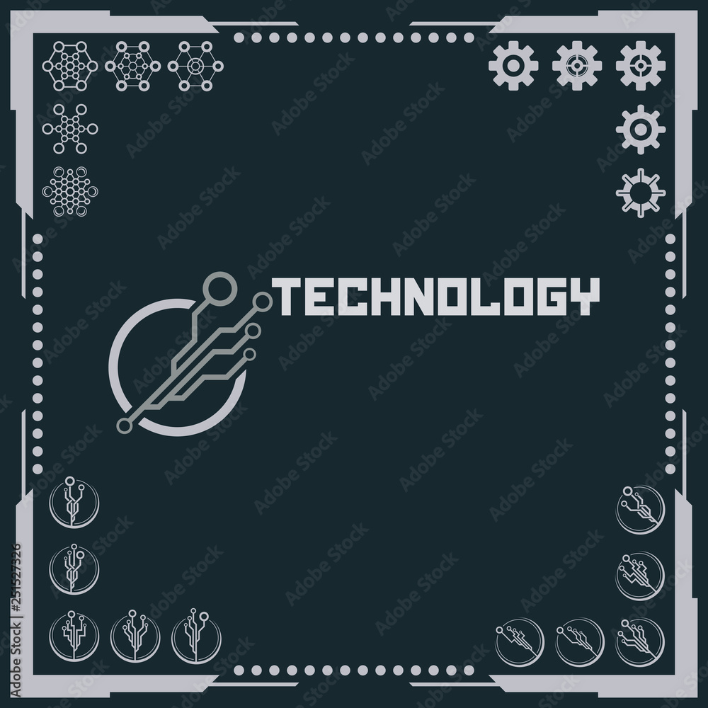 Technology logo and software components icons.
