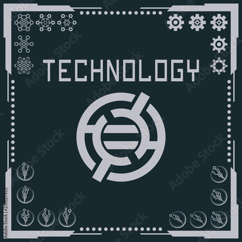 Technology logo and software components icons.