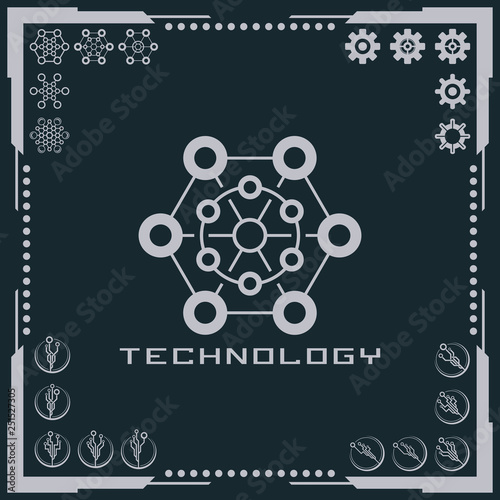 Technology logo and software components icons.