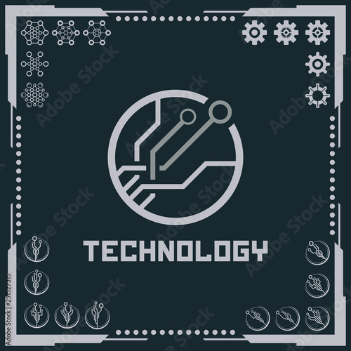 Technology logo and software components icons.