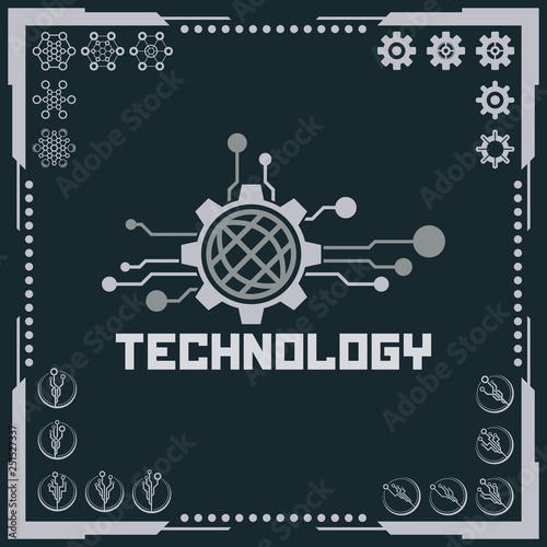Technology logo and software components icons.