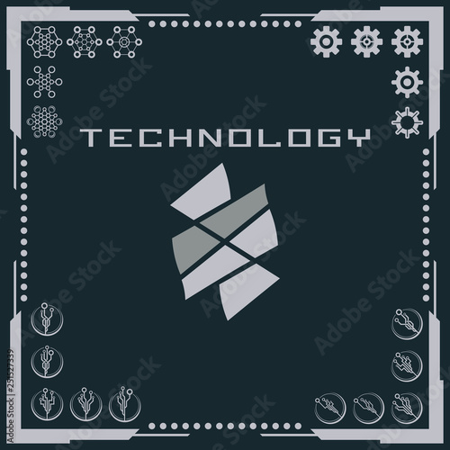 Technology logo and software components icons.