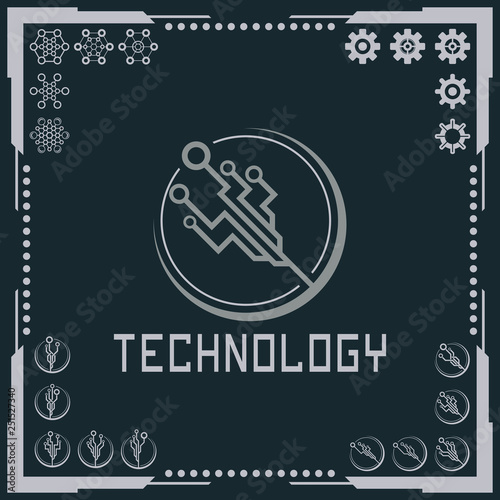 Technology logo and software components icons.