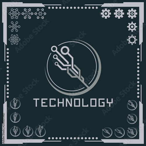 Technology logo and software components icons.