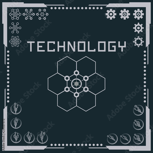 Technology logo and software components icons.