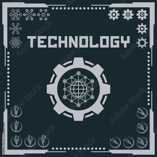 Technology logo and software components icons.