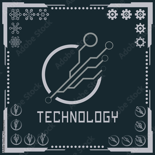 Technology logo and software components icons.