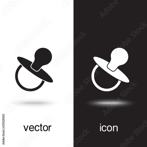 vector icon baby soother on black and white background