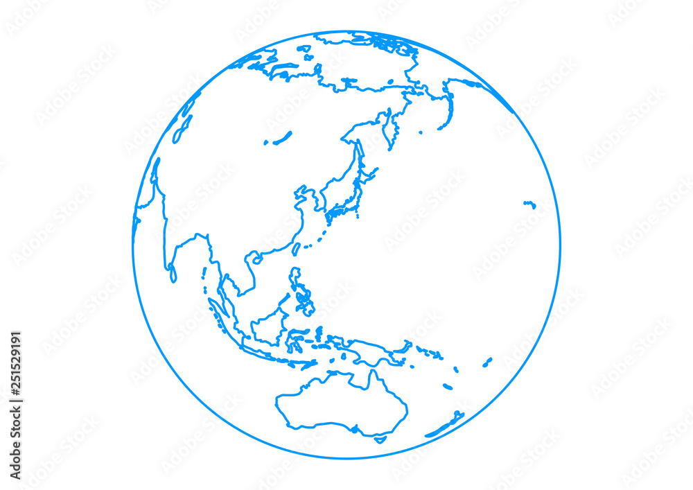 白い背景と水色の地球の線画 ベクターイラスト Stock Vector Adobe Stock