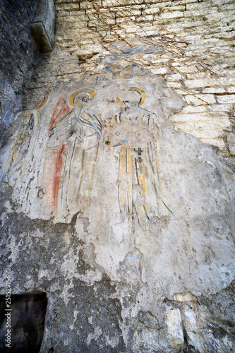 Fresko in der historischen Festung in Stari Bar, Montenegro
