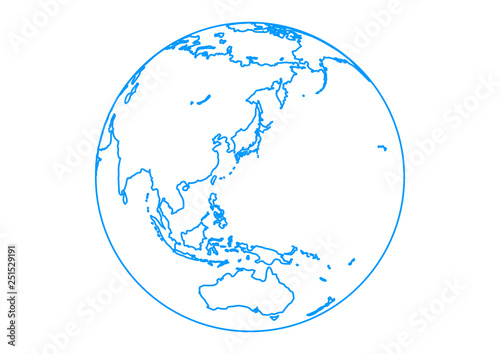 白い背景と水色の地球の線画 ベクターイラスト Stock Vector Adobe Stock