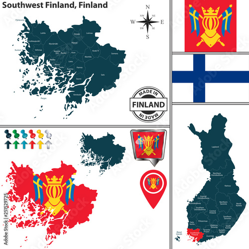Map of Southwest Finland, Finland