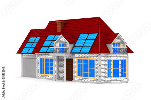 solar battery and house on ...