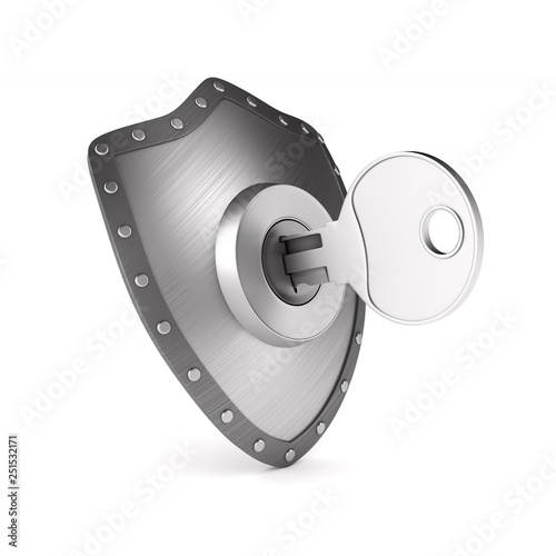 shield and key on white bac...