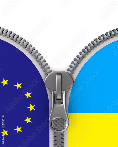 flag EU and  Ukraine and zi...