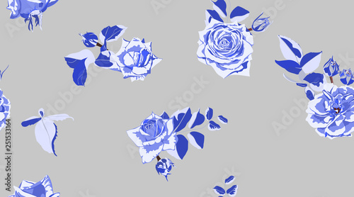 Seamless Rose Pattern in Vintage Style.