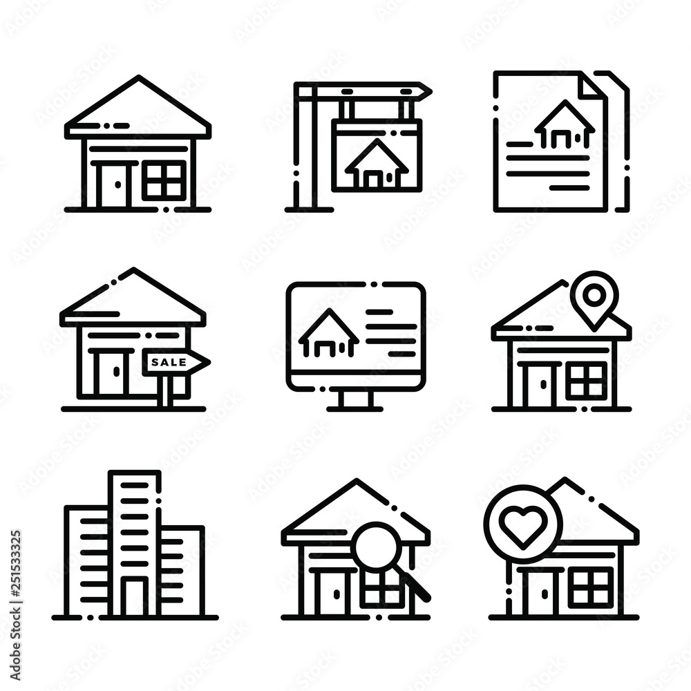 Real Estate Icon in line style Real Estate Icon in line style