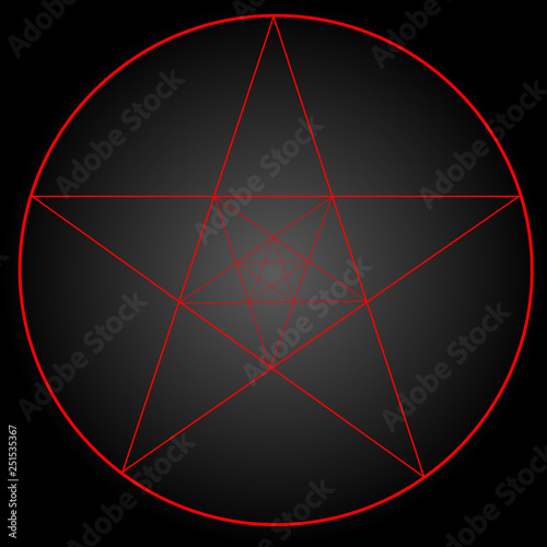 Pentagram or pentalpha or pentangle. dot work ancient pagan symbol of five-pointed star isolated illustration. Black work, flash tattoo or print design.