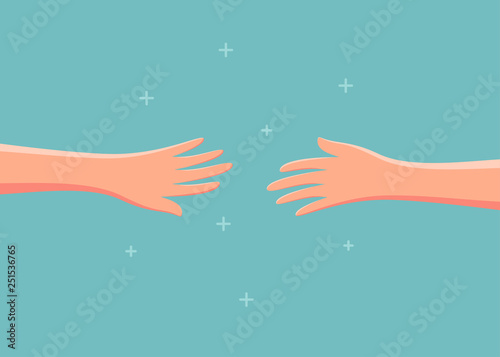 Two hands reaching out to each other. Vector illustration