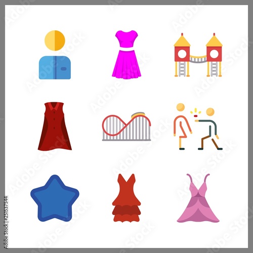 9 cheerful icon. Vector illustration cheerful set. proposal and roller coaster icons for cheerful works