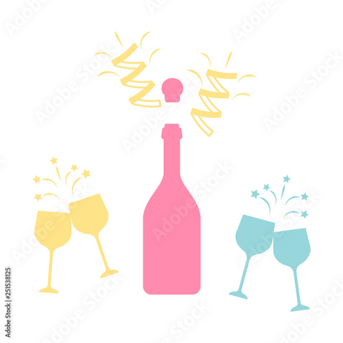 Toast vector champagne glasses icon. Champagne logo illustration