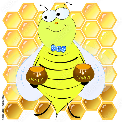 bees and honeycombs cartoon vector illustration