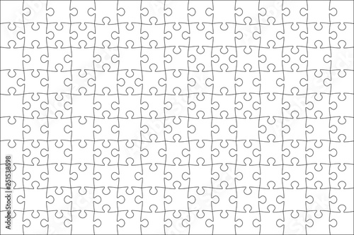 Vector illustration of white puzzle . (every piece is a single shape)