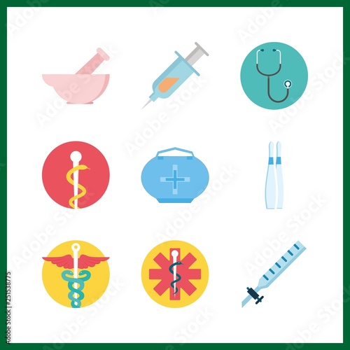 Wallpaper Mural 9 cure icon. Vector illustration cure set. mortar and ampoule icons for cure works Torontodigital.ca