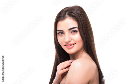 Caucasian beauty woman isolated on white skin care beautiful female portrait