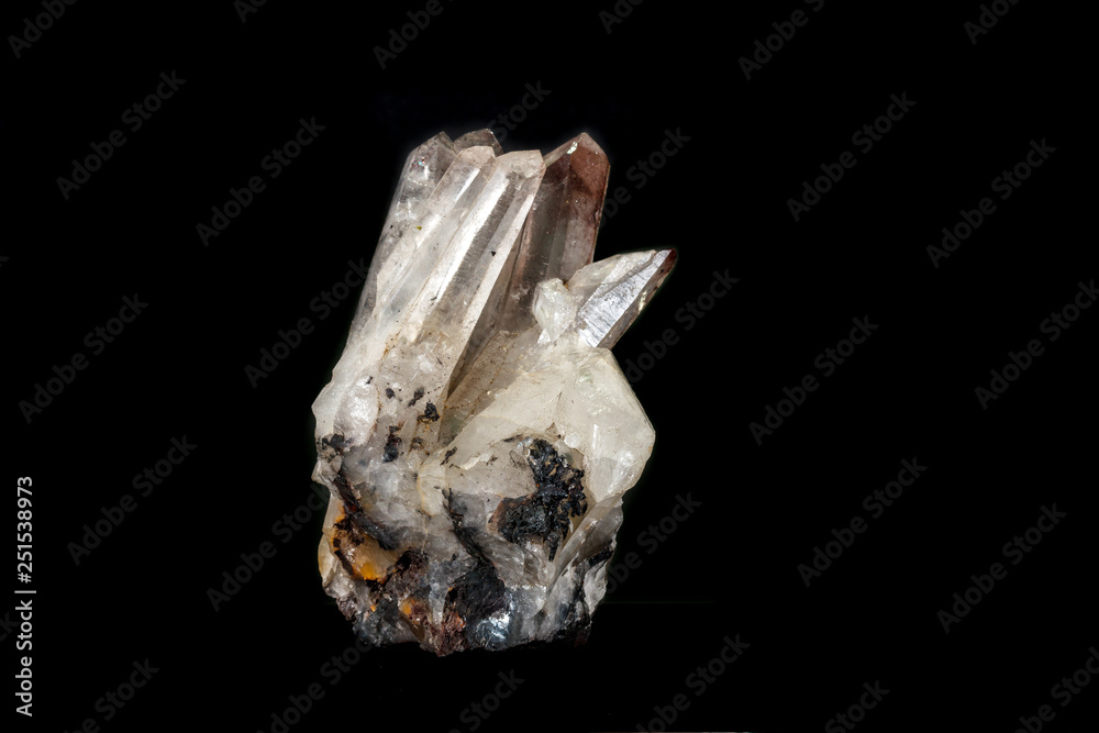 Macro mineral stone smoky quartz, rauchtopaz on a black background Macro mineral stone smoky quartz, rauchtopaz on a black background