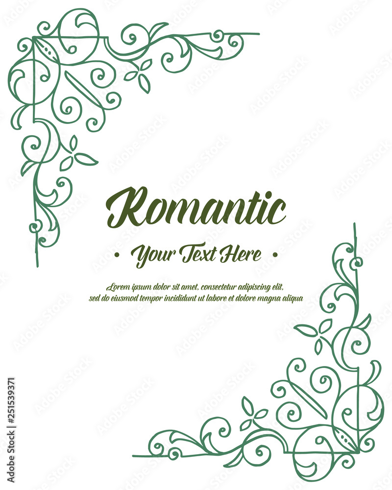 Vector illustration leaf flower frame style with greeting card romantic hand drawn